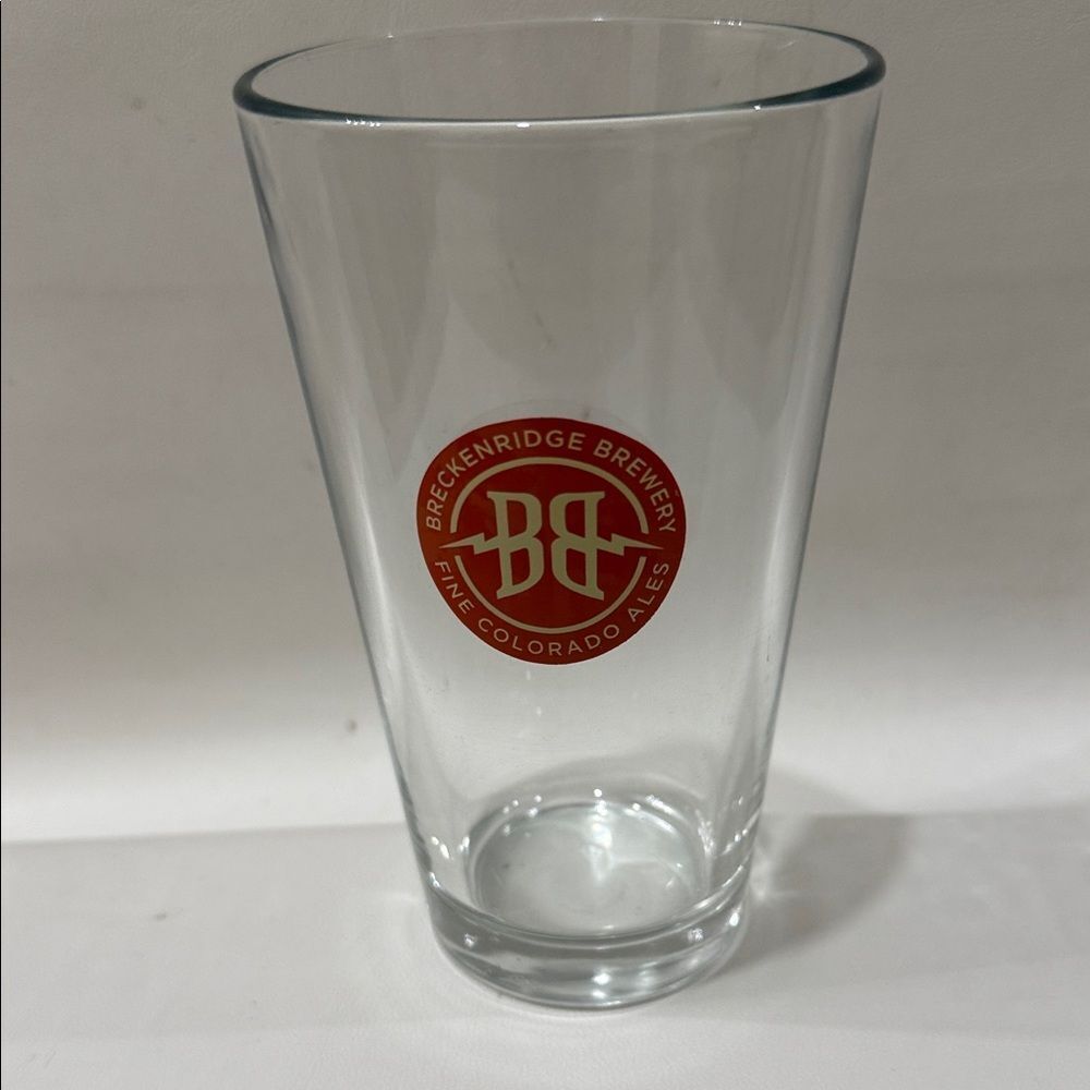Breckenridge Brewery Clear 16 Oz Pint Glass 7 In Tall Orange Red Logo Colorado